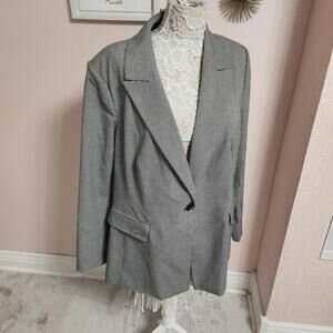 NWT Lane Bryant black white gingham Blazer Jacket 22 extra buttons